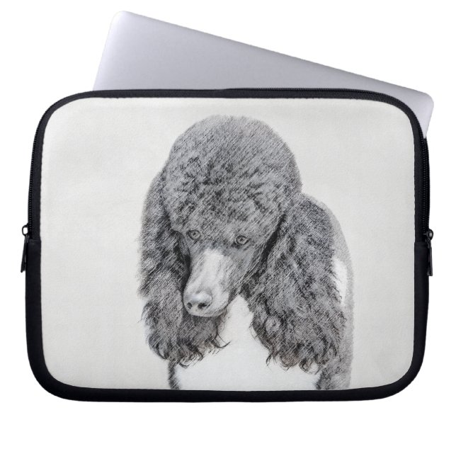 Standard Pudel Black Parti-målning - Hund Art Laptop Fodral (Framsidan)