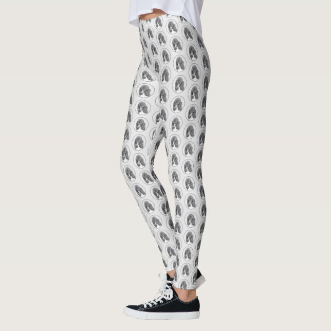 Standard Pudel Black Parti-målning - Hund Art Leggings (Vänster)