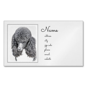 Standard Pudel Black Parti-målning - Hund Art Magnetiska Visitkort