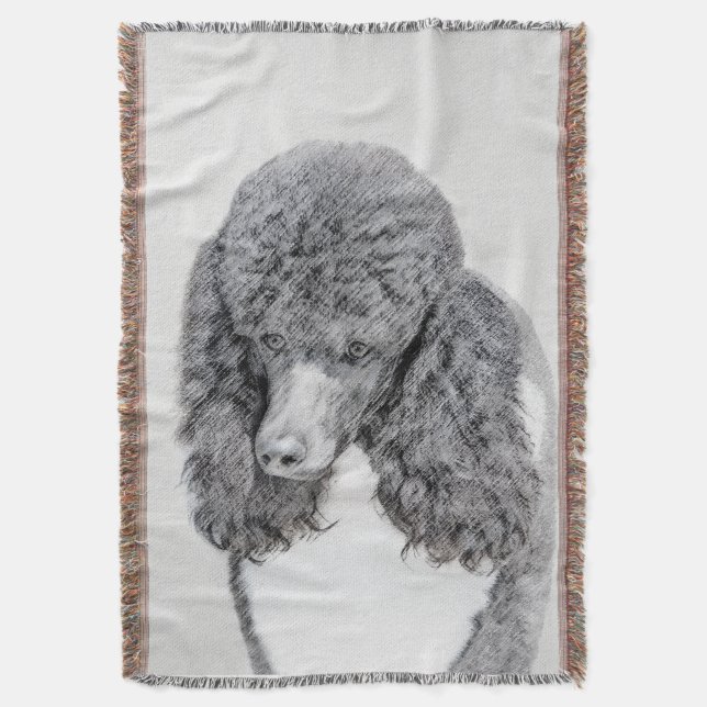 Standard Pudel Black Parti-målning - Hund Art Mysfilt (Framsidan Vertikal)