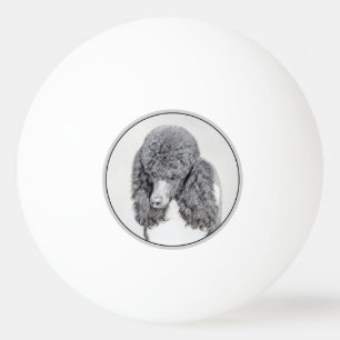 Standard Pudel Black Parti-målning - Hund Art Pingisboll