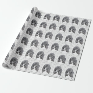 Standard Pudel Black Parti-målning - Hund Art Presentpapper