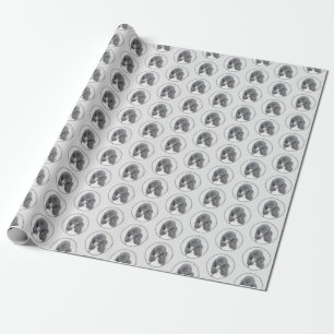 Standard Pudel Black Parti-målning - Hund Art Presentpapper