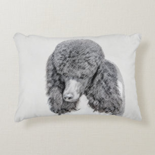 Standard Pudel Black Parti-målning - Hund Art Prydnadskudde