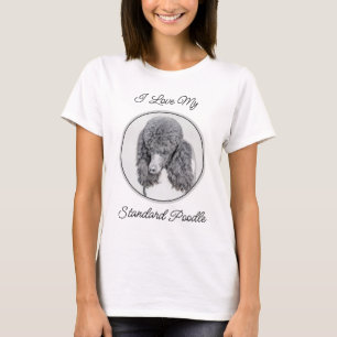 Standard Pudel Black Parti-målning - Hund Art T Shirt