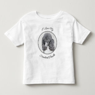Standard Pudel Black Parti-målning - Hund Art T Shirt