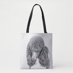 Standard Pudel Black Parti-målning - Hund Art Tygkasse