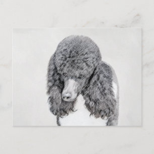 Standard Pudel Black Parti-målning - Hund Art Vykort