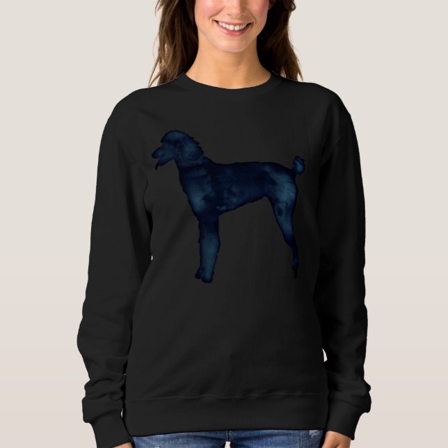 Standard Pudel Hund aveln Silhouette Black Indigo T Shirt (Framsida)