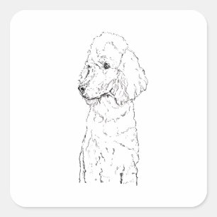 Standard Pudel Hund Illustration - Bläckkonst Fyrkantigt Klistermärke