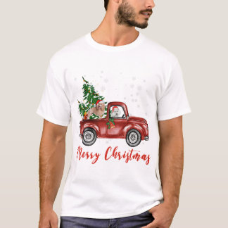 Standard Pudel Hund Riding Red Lastbil jul T Shirt