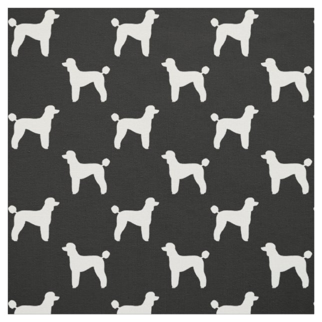 Standard Pudel Hund Silhouettes Black and White Tyg (Provkarta)