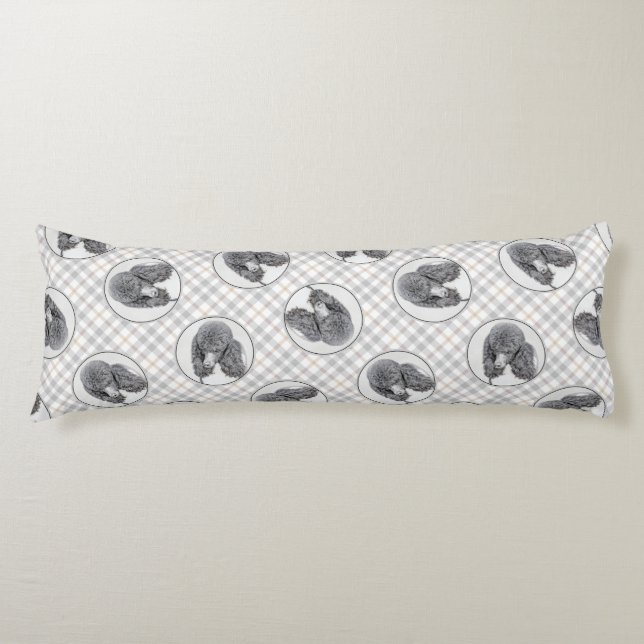 Standard Pudel Painting Parti Black White Hund Art Kroppskudde (Framsidan)