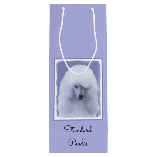 Standard Pudel Vit Målning - Original Hund Konst (Baksidan)