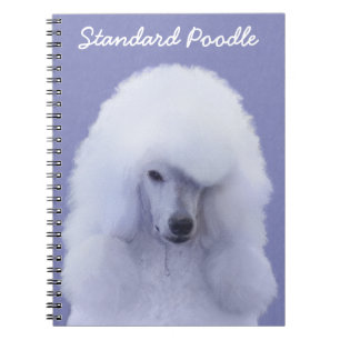 Standard Pudel White Painting - Original Hund Art Anteckningsbok Med Spiral