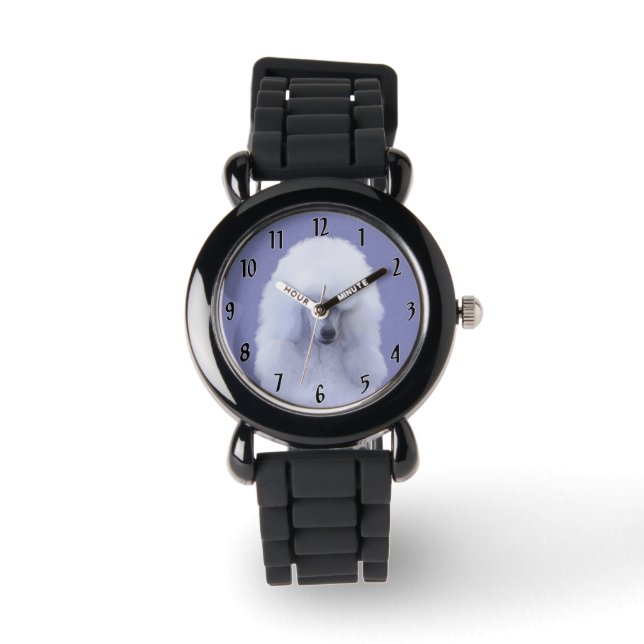 Standard Pudel White Painting - Original Hund Art Armbandsur (Framsida)