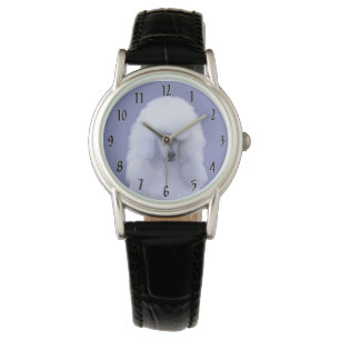 Standard Pudel White Painting - Original Hund Art Armbandsur
