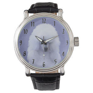 Standard Pudel White Painting - Original Hund Art Armbandsur