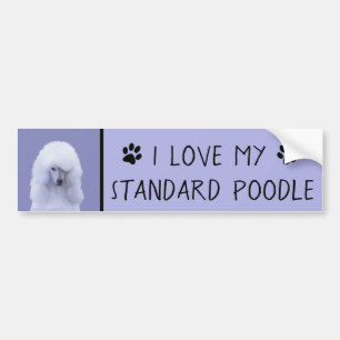 Standard Pudel White Painting - Original Hund Art Bildekal