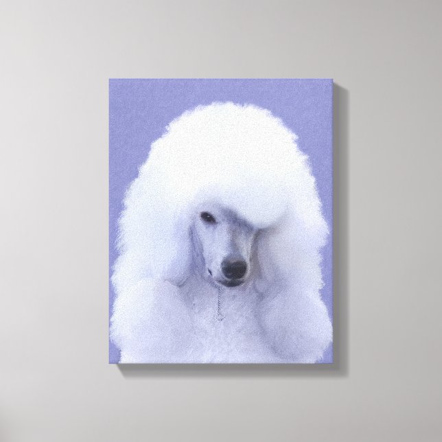 Standard Pudel White Painting - Original Hund Art Canvastryck (Framsida)