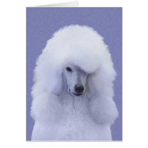 Standard Pudel White Painting - Original Hund Art Hälsningskort