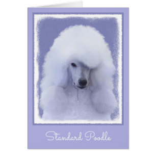 Standard Pudel White Painting - Original Hund Art Hälsningskort