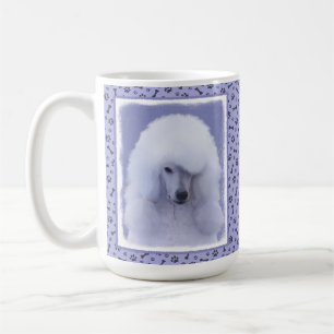 Standard Pudel White Painting - Original Hund Art Kaffemugg