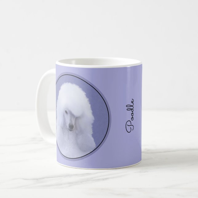 Standard Pudel White Painting - Original Hund Art Kaffemugg (Framsida vänster)