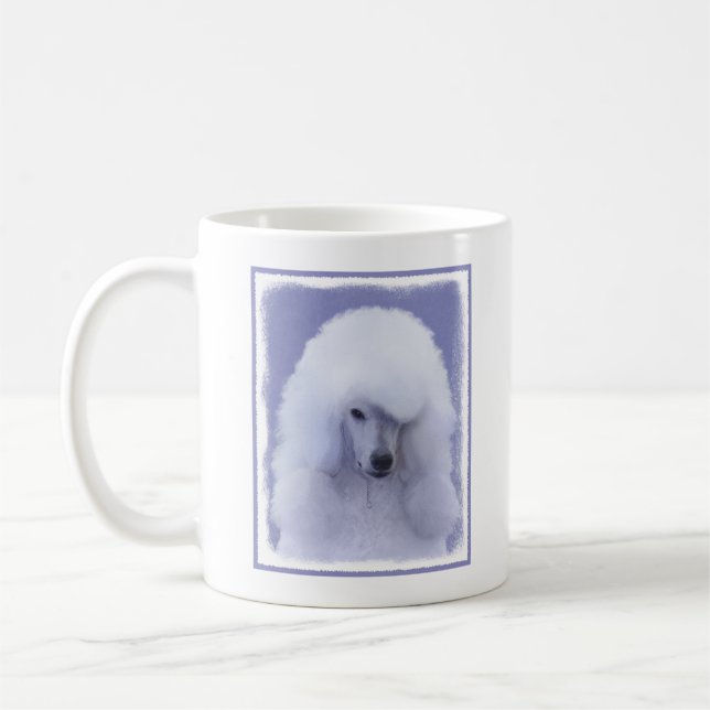 Standard Pudel White Painting - Original Hund Art Kaffemugg (Vänster)