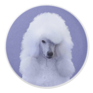 Standard Pudel White Painting - Original Hund Art Knopp