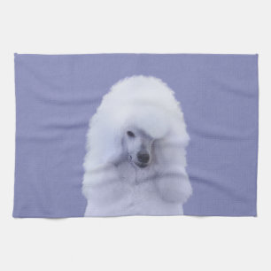 Standard Pudel White Painting - Original Hund Art Kökshandduk