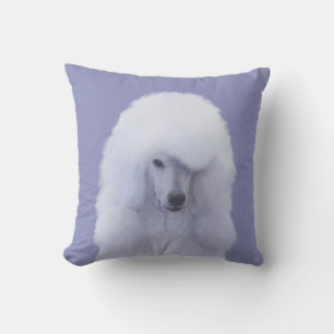 Standard Pudel White Painting - Original Hund Art Kudde