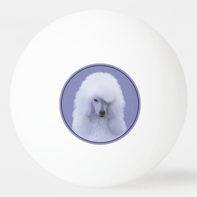 Standard Pudel White Painting - Original Hund Art Pingisboll (Framsidan)
