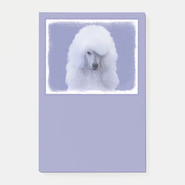 Standard Pudel White Painting - Original Hund Art Post-it Block (Framsida)