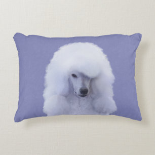 Standard Pudel White Painting - Original Hund Art Prydnadskudde