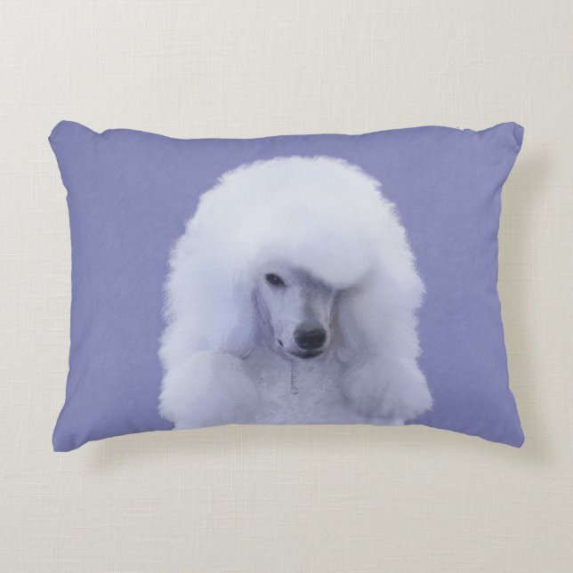 Standard Pudel White Painting - Original Hund Art Prydnadskudde (Framsidan)