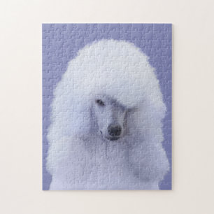 Standard Pudel White Painting - Original Hund Art Pussel