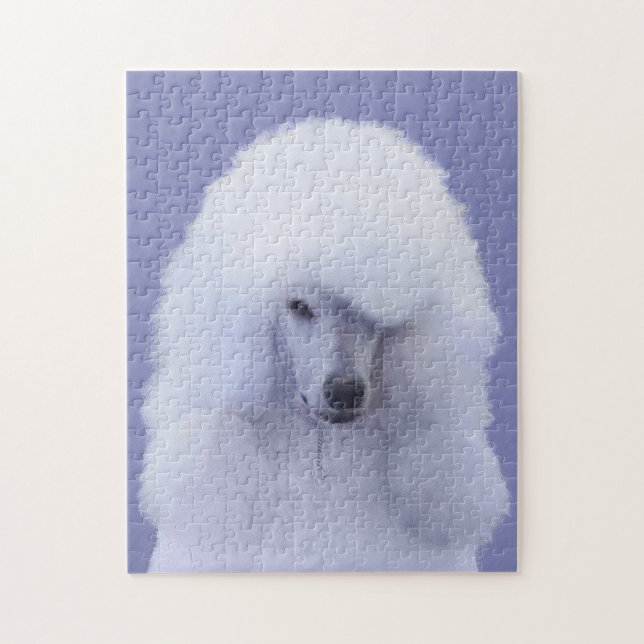 Standard Pudel White Painting - Original Hund Art Pussel (Vertikal)