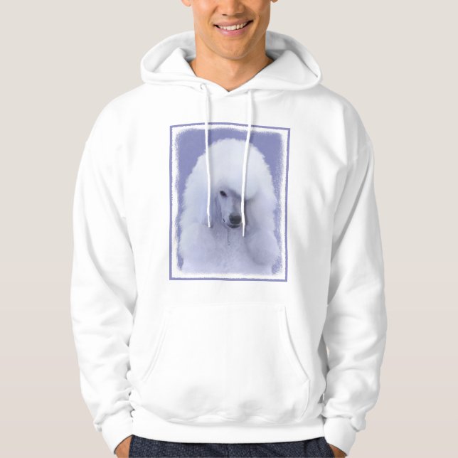 Standard Pudel White Painting - Original Hund Art Sweatshirt Med Luva (Framsida)