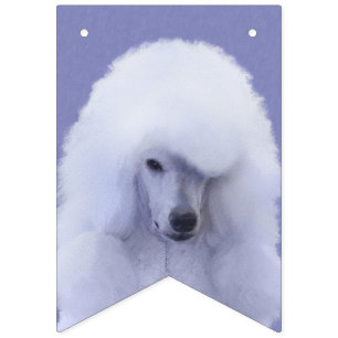 Standard Pudel White Painting - Original Hund Art Vimplar