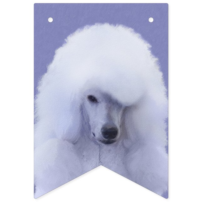 Standard Pudel White Painting - Original Hund Art Vimplar (Första flaggan)