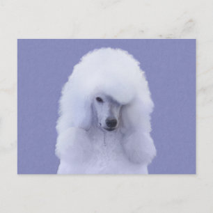 Standard Pudel White Painting - Original Hund Art Vykort