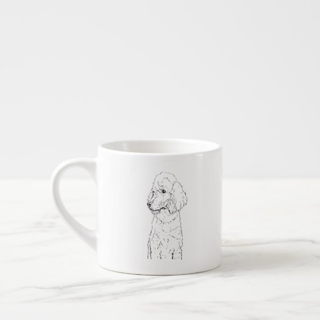 Standard Pudelhund Illustration - Bläckkonst Espressomugg (Vänster)