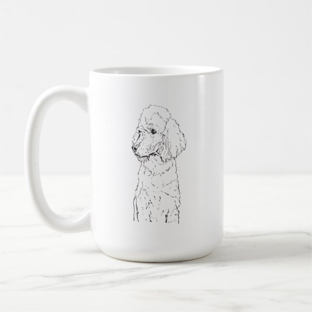 Standard Pudelhund Illustration - Bläckkonst Kaffemugg (Vänster)