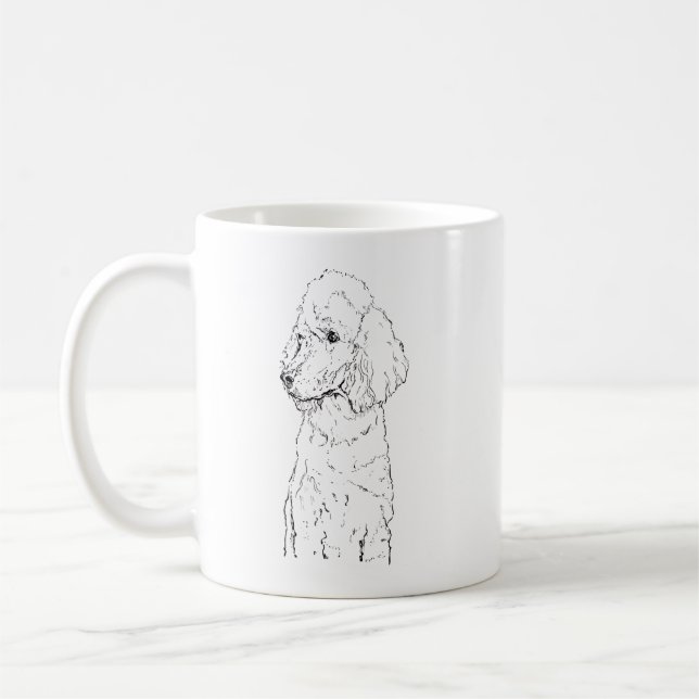 Standard Pudelhund Illustration - Bläckkonst Kaffemugg (Vänster)