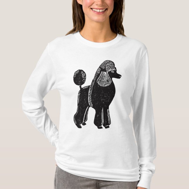 Standard pudelkvinna skjorta för Flowy långärmad T-shirt (Framsida)