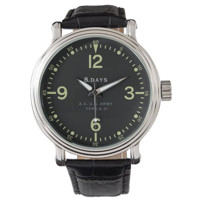 Standard Retro U.S. Army Aircraft Clock Armbandsur (Framsida)