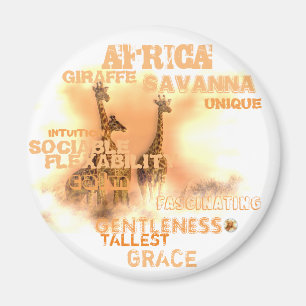 Standard rundamagnet, unika giraff magnet