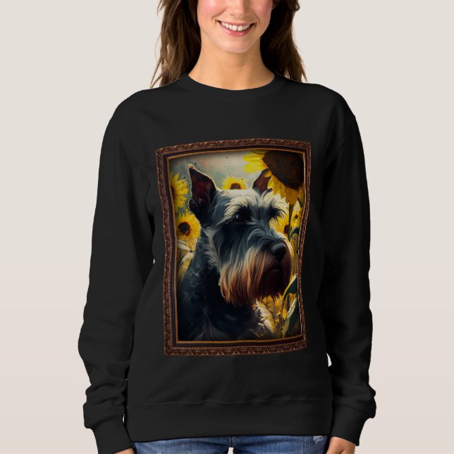 Standard Schnauzer Painting Sunflower Flower Mom W T Shirt (Framsida)