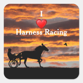 Standardborn Trotting Racehorse Stickers Fyrkantigt Klistermärke